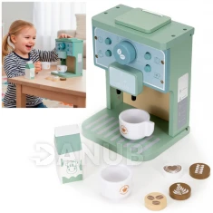 Detský drevený kávovar s pohármi - 8 dielov, viacfarebný