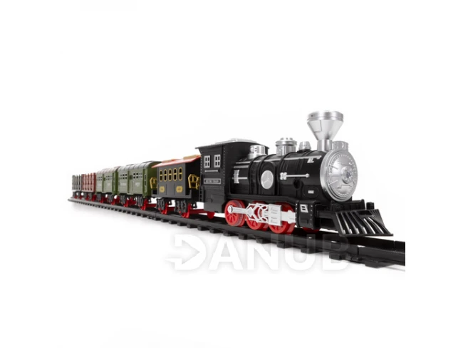 Detský vláčik s vagónmi, parou a zvukmi na batérie