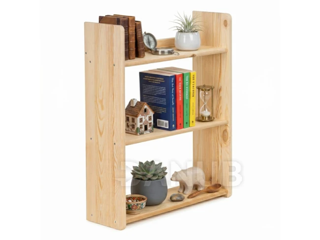 Drevený regál 3-policový - 60 cm - prírodná farba