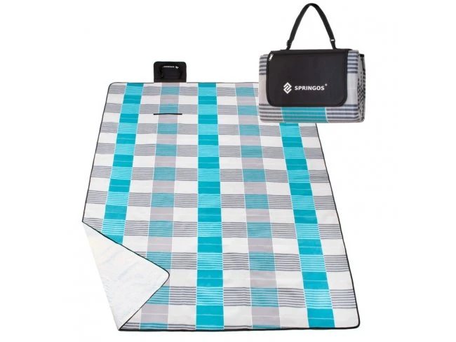 Pikniková deka 300x200 - modro-sivá mriežka
