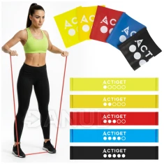 Fitness odporové gumy na cvičenie - sada 5 ks - odpor 1-15 kg