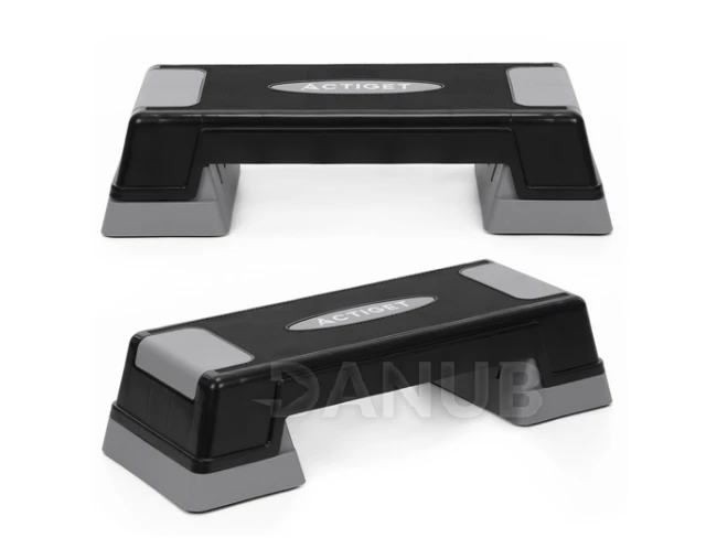 Fitness stepper 2-úrovňový - čierno-sivý