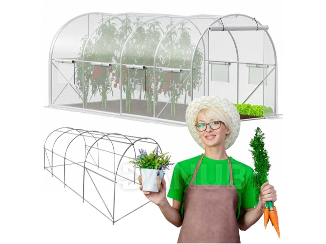 Fóliový záhradný skleník UV4 - 140g/m2 - 4x2,5x2 m - priehľadná biela/zelená