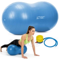 Gymnastická lopta v tvare fazule s pumpou na rehabilitačné cvičenia - 85cm - modrá