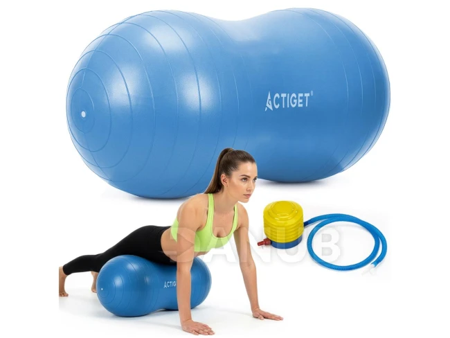 Gymnastická lopta v tvare fazule s pumpou na rehabilitačné cvičenia - 85cm - modrá