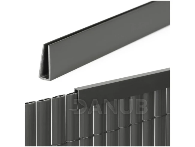 Krycí profil pre PVC kryciu clonu na balkón, terasu, plot - 100cm - tmavosivý