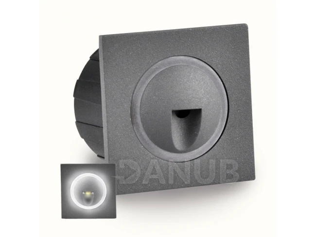 Zapustené schodové svietidlo led 3w 20lm, ip44 4000k, grafitový štvorec q3 polux