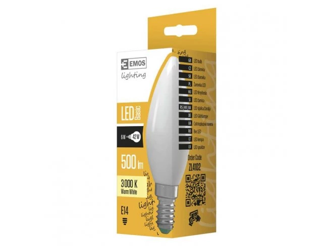 LED žiarovka candle 6W E14 teplá biela