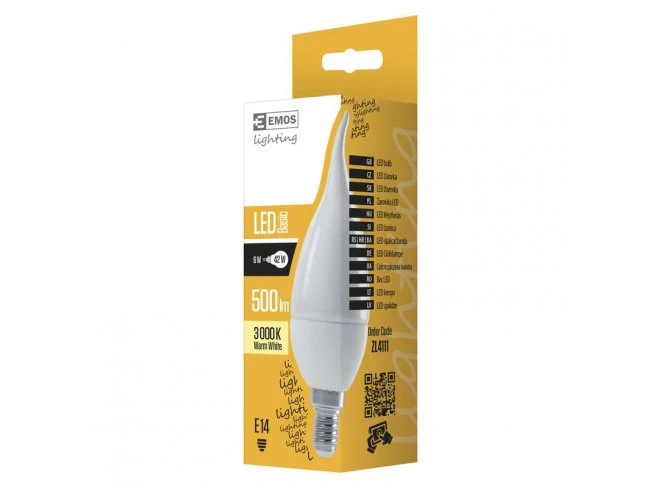 LED žiarovka candle tail E14 6W teplá biela