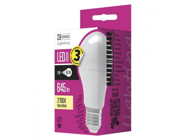LED žiarovka Classic A60 8W E27 teplá biela