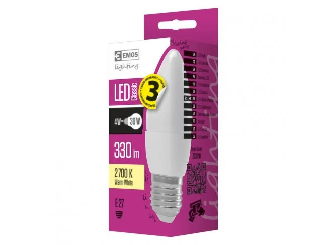 LED žiarovka Classic candle 4W E27 teplá biela