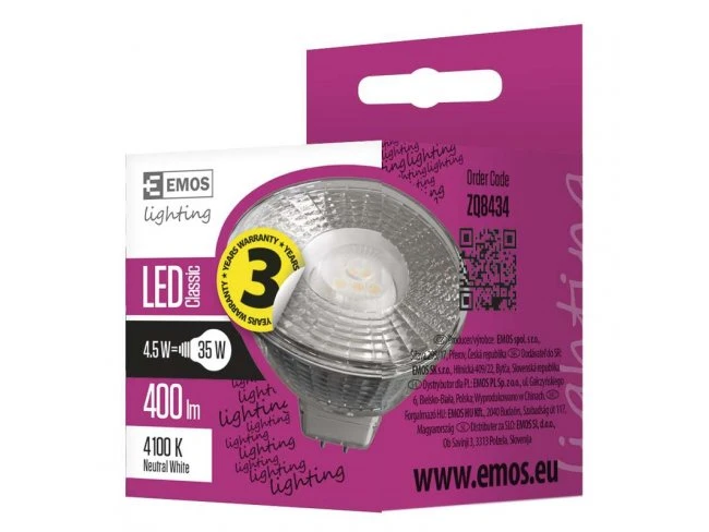 LED žiarovka Classic MR16 4,5W GU5,3 neutrálna biela