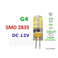 Led žiarovka g4 2w 24smd 2835 teplá biela 200lm 12v dc