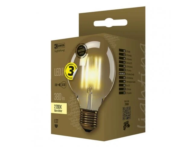 LED žiarovka Vintage G95 4W E27 teplá biela+