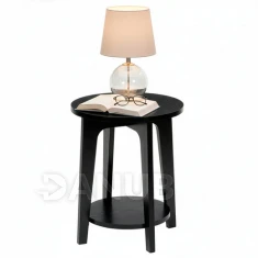 Okrúhly konferenčný stolík drevený - Ø 40 cm - s prídavnou policou - čierny