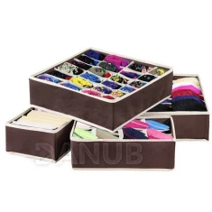 Organizér na spodnú bielizeň - sada 4 ks - hnedý