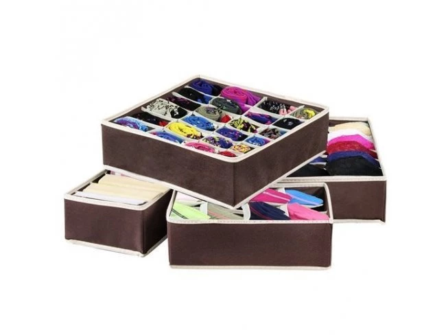 Organizér na spodnú bielizeň - sada 4 ks - hnedý