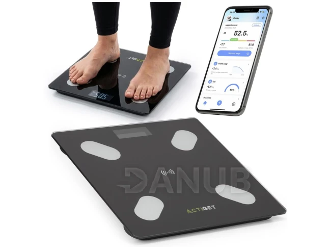 Osobná elektronická váha - 180 kg - tvrdené sklo - bluetooth + aplikácia - čierna