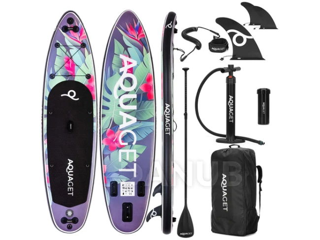 Paddleboard s príslušenstvom - 320 cm - 150kg - kvety na fialovej
