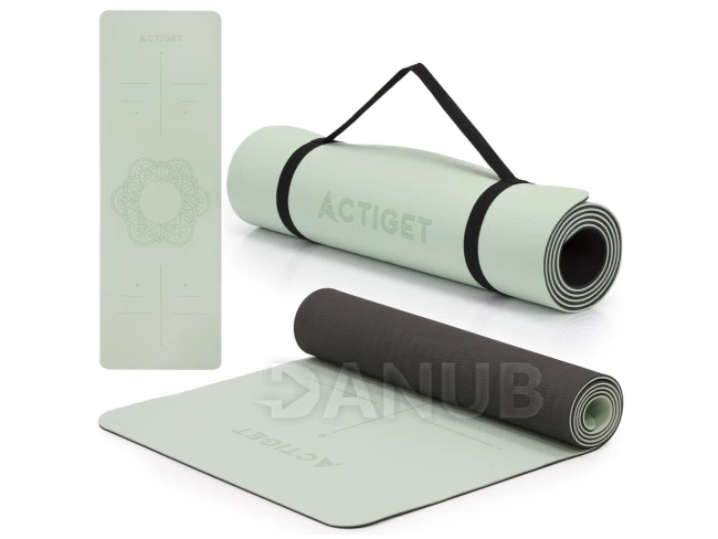 Podložka na cvičenie - 183x61x0,6 cm - protišmyková - mätová/čierna