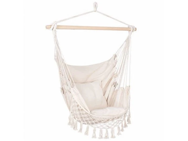 Hojdacie kreslo Brazílske s vankúšikmi 130x100cm - krémové