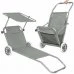 Záhradné lehátko na kolieskach so strieškou - skladacie - sivé