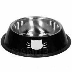 Miska pre mačky - kov+guma - čierna
