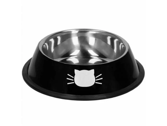 Miska pre mačky - kov+guma - čierna