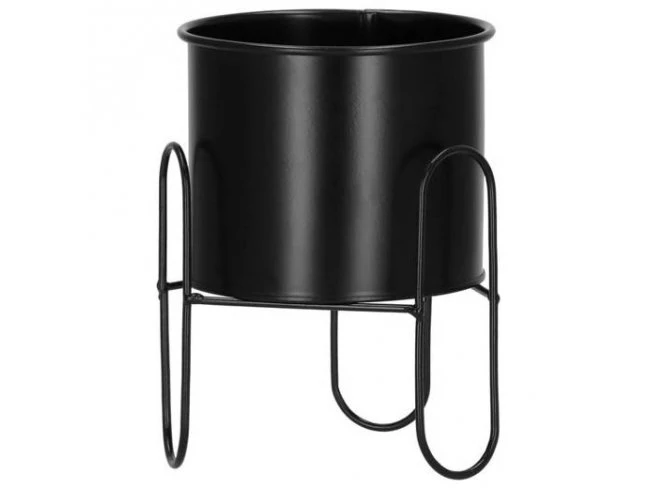 Kovový podstavec s kvetináčom -18 cm - čierna matná