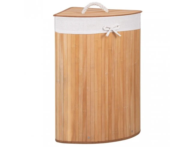 Bambusový kôš na pranie - 73L - rohový - svetlo hnedý