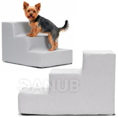 Schodíky pre psov - 45x30x30 cm - 3 schody - svetlosivé