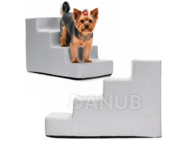 Schodíky pre psov - 60x30x40 cm - 4 schody - svetlosivá