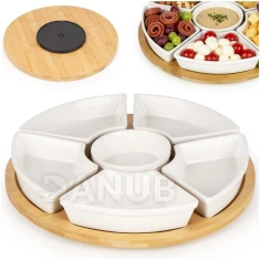 Servírovací podnos na 6 misiek - otočný - okrúhly - 30 cm - bambus
