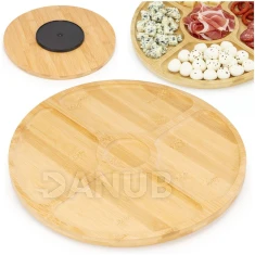 Servírovací podnos na občerstvenie - otočný - okrúhly - 33 cm - bambus