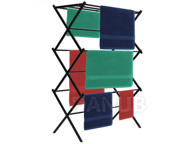 Skladací sušiak bielizne s nastaviteľnou dĺžkou, teleskopický, čierny