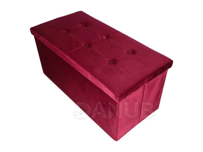 Skladací velúrový taburet s úložným priestorom - 76 x 38 x 38 cm - bordová farba Skladací velúrový taburet s úložným priestorom - 76 x 38 x 38 cm - bordová farba