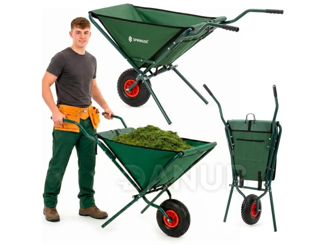 Skladací záhradný vozík jednokolesový - 50L - 116 x 64 x 65 cm - zelený Skladací záhradný vozík jednokolesový - 50L - 116 x 64 x 65 cm - zelený