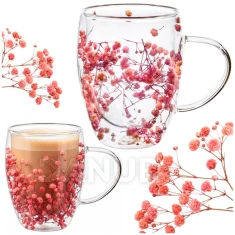 Sklenený pohár 300 ml - s umelými kvetmi