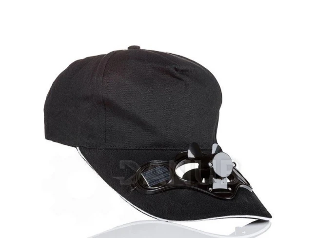 Solárna šiltovka s ventilátorom - čierna