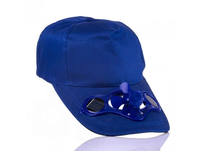 Solárna šiltovka s ventilátorom - modrá