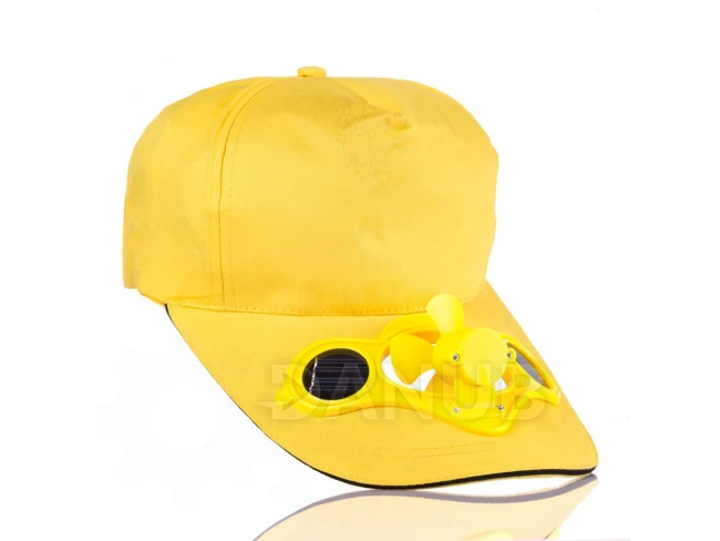 Solárna šiltovka s ventilátorom - žltá