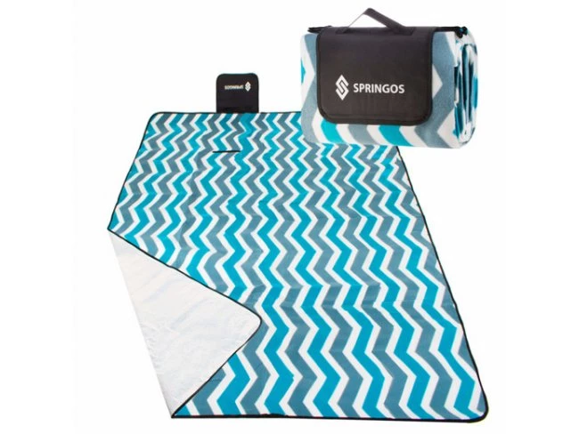 Pikniková deka 200x160 vlnky - modro-biele