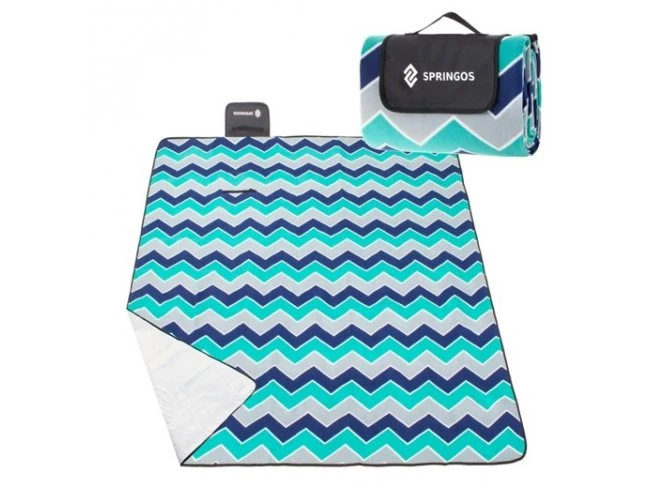 Pikniková deka 220x180 vlnky - modro-sivá