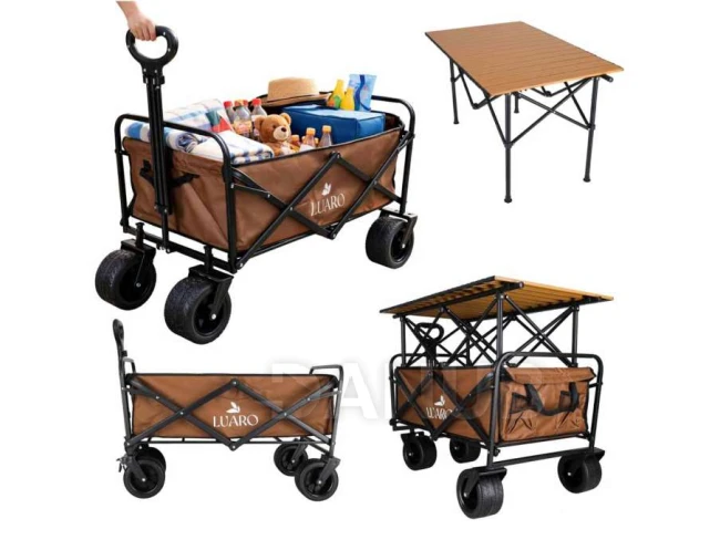 Transportný vozík s funkciou stolíka 2v1 - hnedý