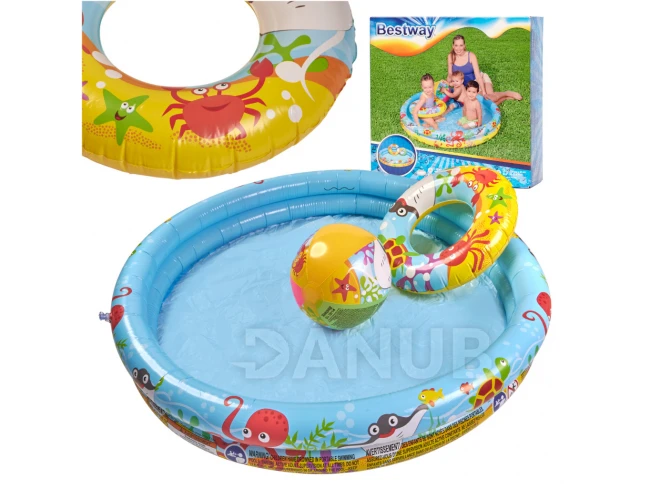 BESTWAY Detský bazénik 122 cm + koleso 46 cm + lopta - 2-6 rokov