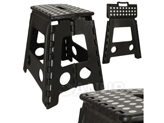 Protišmyková rozkladacia taburetka, 39 cm, čierna