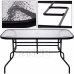 Záhradný stolík 140x80x70cm - kov + sklo, čierny