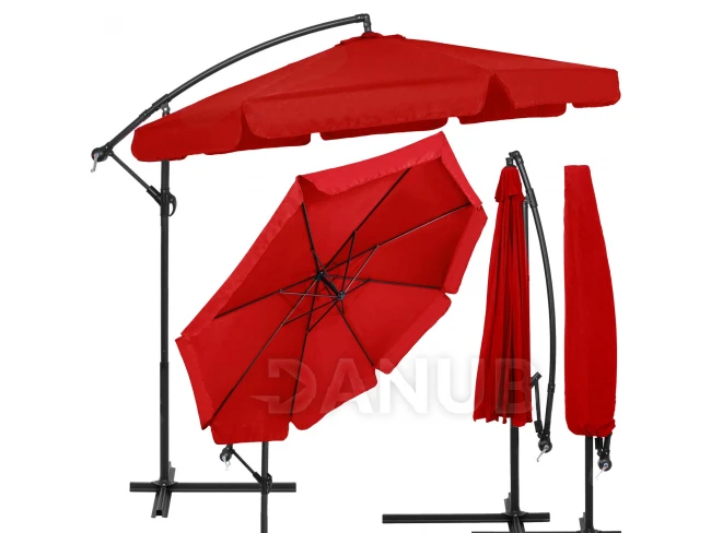 Záhradný slnečník nastaviteľný 300cm - červený