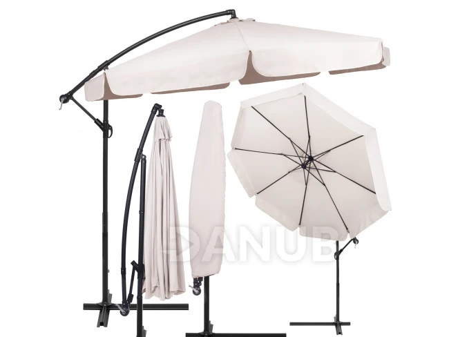 Záhradný slnečník nastaviteľný 300cm - krémová/ecru