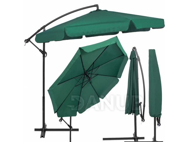 Záhradný slnečník nastaviteľný 300cm - zelený